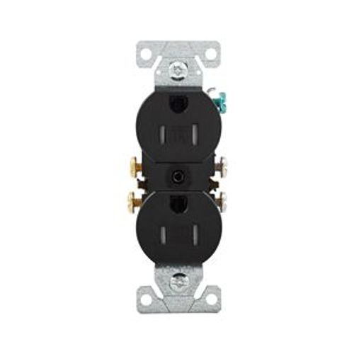 Main product image of Residential Duplex Receptacle, #14-10 Awg 15A 125V, SideAnd Push, Black, TR270BK