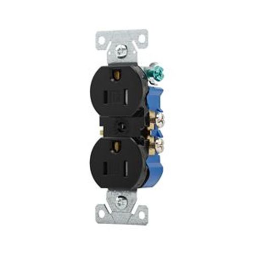 Main product image of Residential Duplex Receptacle, #14-10 Awg 15A 125V, SideAnd Push, Black, TR270BK