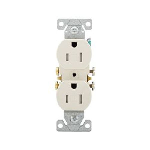 Main product image of Residential Duplex Receptacle, #14-10 Awg 15A 125V, SideAnd Push, Light Almond, TR270LA-BOX