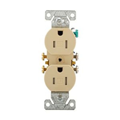 Main product image of Residential Duplex Receptacle, #14-10 Awg 15A 125V, SideAnd Push, Ivory, Impact-Resistant, TR270V-BOX