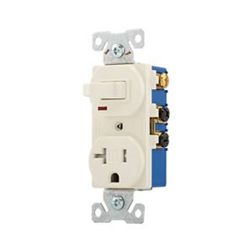 Main product image of Commercial Combo Switch,Auto-Grnd, #14-#12Awg 120V Switch, 125V Recept, LightAlmond, TR291LA