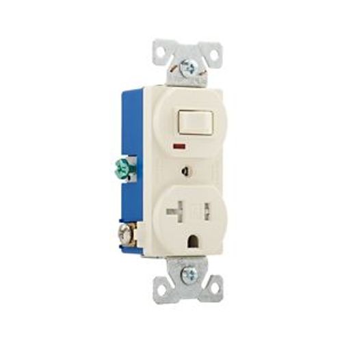 Main product image of Commercial Combo Switch,Auto-Grnd, #14-#12Awg 120V Switch, 125V Recept, LightAlmond, TR291LA