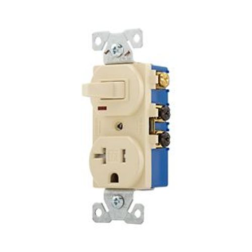 Main product image of Commercial Combo Switch,Auto-Grnd, #14-#12Awg 20A, 20A Recept, 120V Switch, 125V Recept, Ivy, TR291V