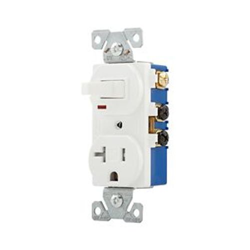 Main product image of Commercial Combo Switch,Auto-Grnd, #14-#12Awg 20A, 20A Recept, 120V Switch, 125V Recept, White, TR291W
