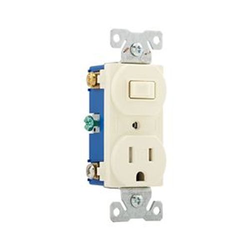 Main product image of Commercial Combo Switch, Auto-Grnd, #14-#12 Awg 15A, 120V Switch, 125V Recept, Almd, 3-Way, TR293A