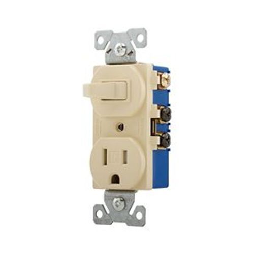 Main product image of Commercial Combo Switch, Auto-Grnd, #14-#12 Awg 15A, 120V Switch, 125V Recept, Ivy, 3-Way, TR293V