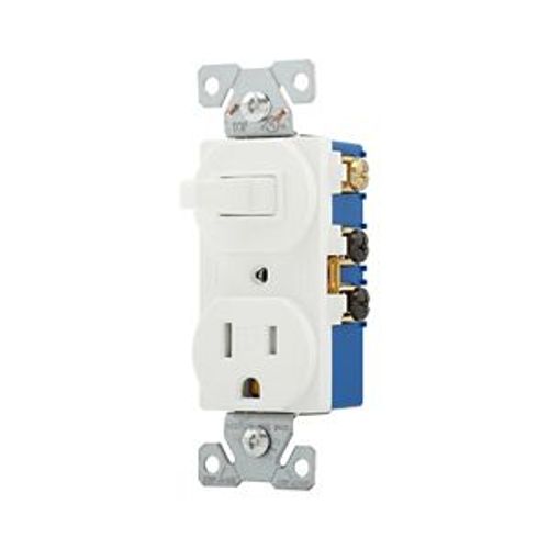 Main product image of Commercial Combo Switch, Auto-Grnd, #14-#12 Awg 15A, 120V Switch, 125V Recept, White, 3-Way, TR293W