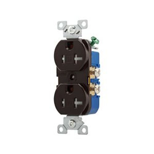 Main product image of Residential Duplex Receptacle, #14-10 Awg 20A 125V, SideWire, Brown, Impact-Resistant, Pvc Body, TR370B-BOX