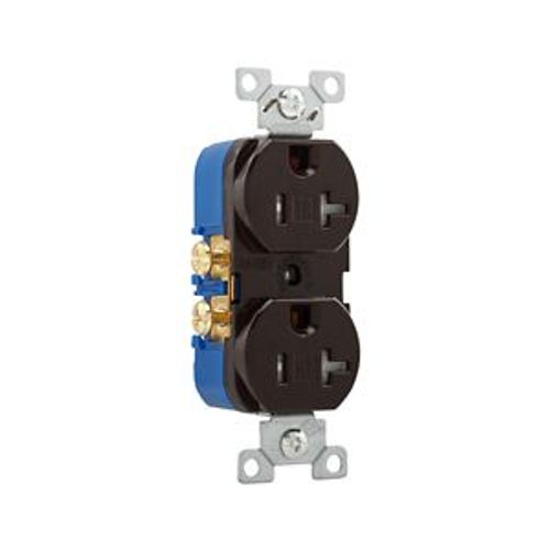 Main product image of Residential Duplex Receptacle, #14-10 Awg 20A 125V, SideWire, Brown, Impact-Resistant, Pvc Body, TR370B-BOX