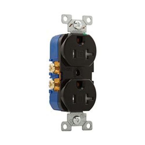 Main product image of Residential Duplex Receptacle, #14-10 Awg 20A 125V, SideWire, Black, Impact-Resistant, Pvc Body, TR370BK-BOX