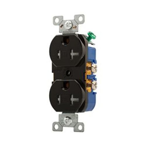 Main product image of Residential Duplex Receptacle, #14-10 Awg 20A 125V, SideWire, Black, Impact-Resistant, Pvc Body, TR370BK-BOX