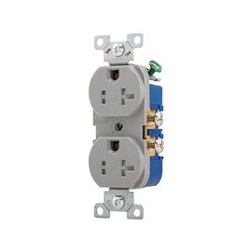 Main product image of Residential Duplex Receptacle, #14-10 Awg 20A 125V, SideWire, Gray, Impact-Resistant, Pvc Body, TR370GY-BOX