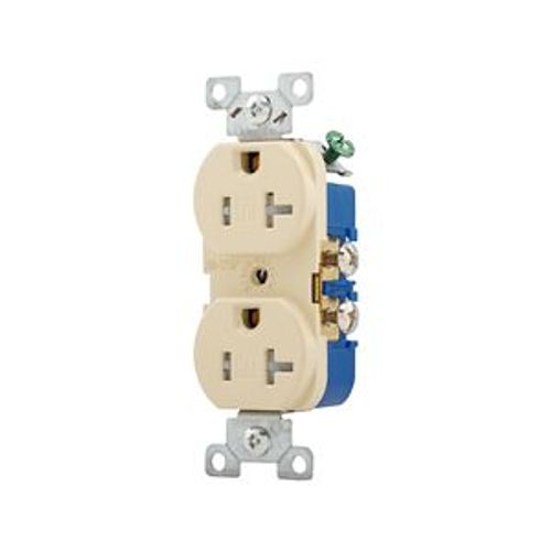 Main product image of Residential Duplex Receptacle, #14-10 Awg 20A 125V, SideWire, Ivory, Impact-Resistant, Pvc Body, TR370V-BOX