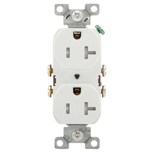 Main product image of Residential Grade Tamper-Resistant Flush Duplex Receptacle, 20A, 2P, 3W, NEMA  5-20R, Side Wire - White (125V)