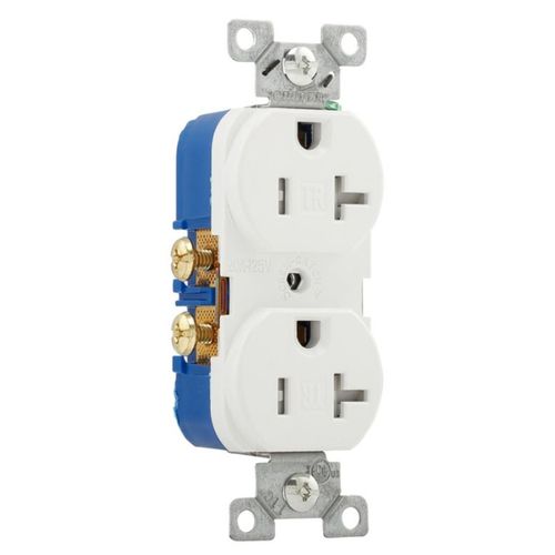 Main product image of Residential Grade Tamper-Resistant Flush Duplex Receptacle, 20A, 2P, 3W, NEMA  5-20R, Side Wire - White (125V)