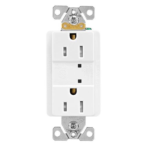 Main product image of Tvss Receptacle, Led Indicat, #14-#10 Awg 15A, Bk & Sd Wire, 840J, White Straight Blade, TR5260WS-SP-L