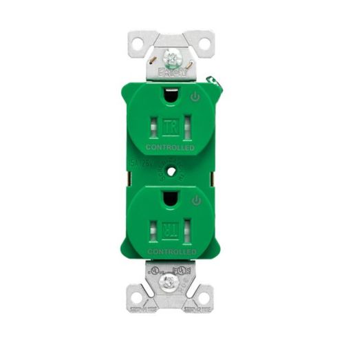 Main product image of Arrow Hart Heavy-Duty Industrial Duplex Receptacle, #14-10 Awg 15A 125V, Green, Dual, TR5262CDGN
