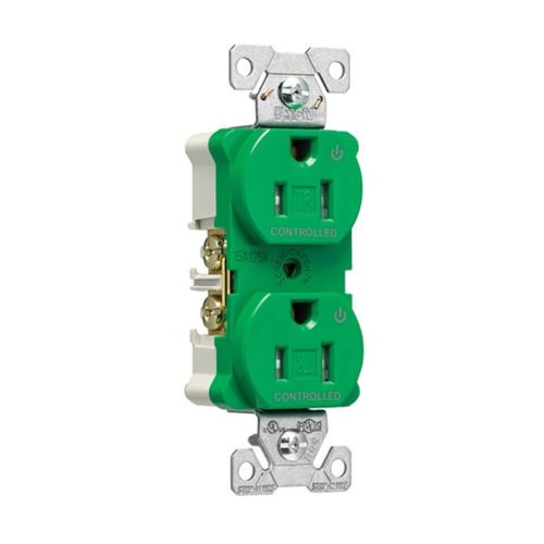 Main product image of Arrow Hart Heavy-Duty Industrial Duplex Receptacle, #14-10 Awg 15A 125V, Green, Dual, TR5262CDGN