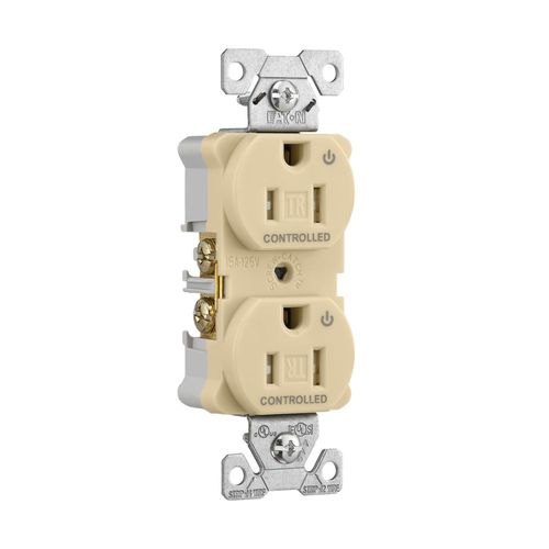 Main product image of Arrow HartIndustrial Duplex Receptacle, Dual Control, #14-10 Awg 15A 125V, Ivory, 2-Pole, TR5262CDV