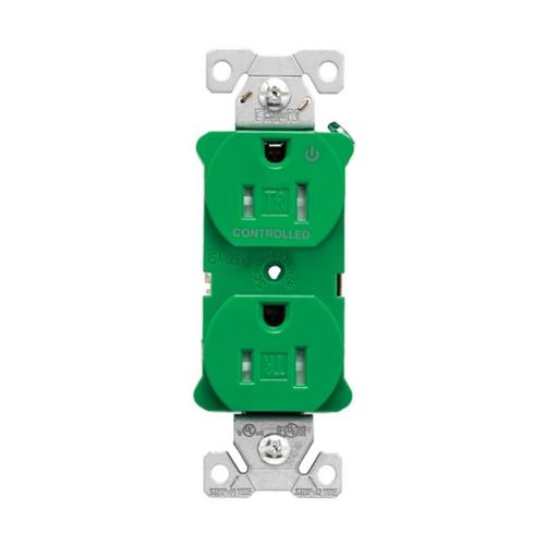 Main product image of Arrow Hart Heavy-Duty Industrial Duplex Receptacle, #14-10 Awg 15A 125V, Green, Half, TR5262CHGN