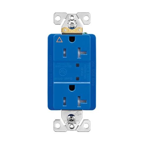 Main product image of Tvss Receptacle, Led Indicat, #14-#10 Awg 20A, Bk & Sd Wire, 840J, 2 Recept, Blue, TR5360BLS
