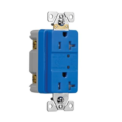 Main product image of Tvss Receptacle, Led Indicat, #14-#10 Awg 20A, Bk & Sd Wire, 840J, 2 Recept, Blue, TR5360BLS