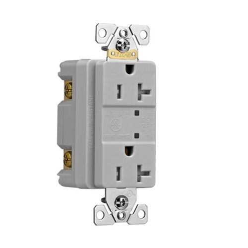 Main product image of Tvss Receptacle, Led Indicat, #14-#10 Awg 20A, Bk & Sd Wire, 840J, 2 Recept, Gray, TR5360GYS