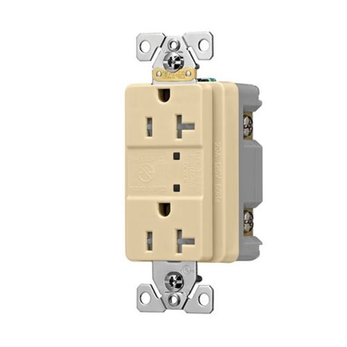 Main product image of Tvss Receptacle, Led Indicat, #14-#10 Awg 20A, Bk & Sd Wire, 840J, 2 Recept, Ivory, TR5360VS