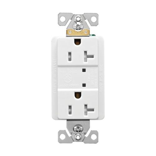 Main product image of Tvss Receptacle, Led Indicat, #14-#10 Awg 20A, Bk & Sd Wire, 840J, White Straight Blade, TR5360WS