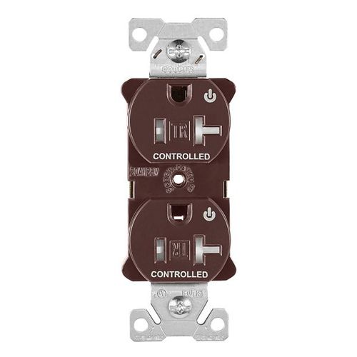 Main product image of Arrow HartIndustrial Duplex Receptacle, Dual Control, #14-10 Awg 20A 125V, Brown, 2-Pole, TR5362CDB