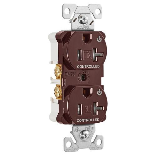 Main product image of Arrow HartIndustrial Duplex Receptacle, Dual Control, #14-10 Awg 20A 125V, Brown, 2-Pole, TR5362CDB