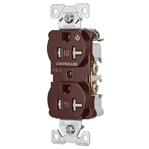 Main product image of Arrow HartIndustrial Duplex Receptacle, Half Control, #14-10 Awg 20A 125V, Brown, 2-Pole, TR5362CHB