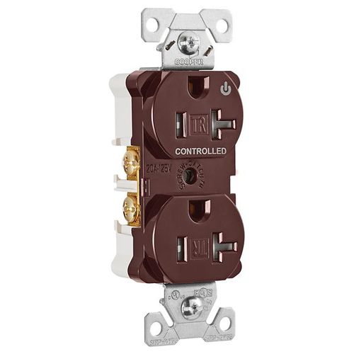 Main product image of Arrow HartIndustrial Duplex Receptacle, Half Control, #14-10 Awg 20A 125V, Brown, 2-Pole, TR5362CHB