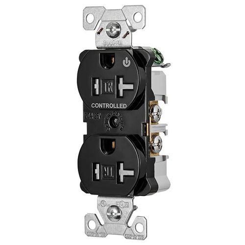 Main product image of Arrow HartIndustrial Duplex Receptacle, Half Control, #14-10 Awg 20A 125V, Black, 2-Pole, TR5362CHBK