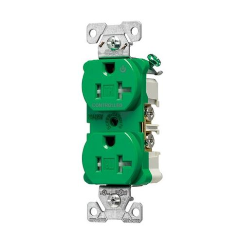 Main product image of Arrow Hart Heavy-Duty Industrial Duplex Receptacle, #14-10 Awg 20A 125V, Green, Half, TR5362CHGN