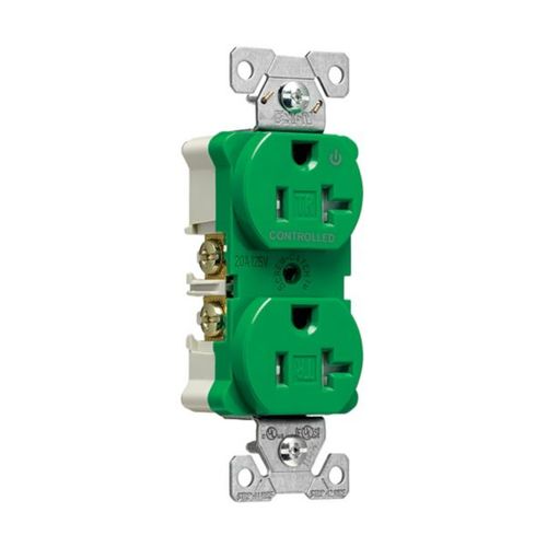 Main product image of Arrow Hart Heavy-Duty Industrial Duplex Receptacle, #14-10 Awg 20A 125V, Green, Half, TR5362CHGN