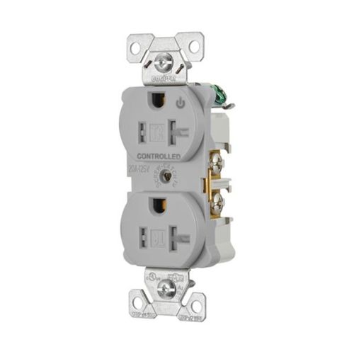 Main product image of Arrow HartIndustrial Duplex Receptacle, Half Control, #14-10 Awg 20A 125V, Gray, 2-Pole, TR5362CHGY
