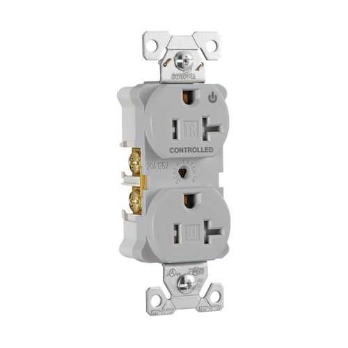 Main product image of Arrow HartIndustrial Duplex Receptacle, Half Control, #14-10 Awg 20A 125V, Gray, 2-Pole, TR5362CHGY