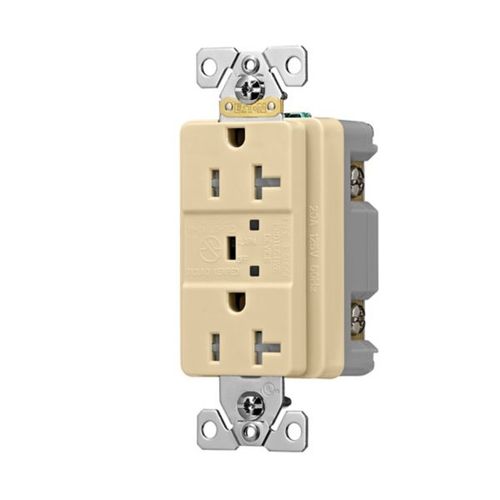 Main product image of Tvss Receptacle, Led Indicat & Alarm, #14-#10 Awg 20A, 840J, Ivory, Straight Blade, TR5362VS