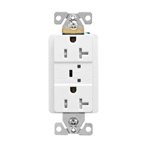 Main product image of Tvss Receptacle, Led Indicat & Alarm, #14-#10 Awg 20A, Bk & Sd Wire, 840J, White Straight Blade, TR5362WS