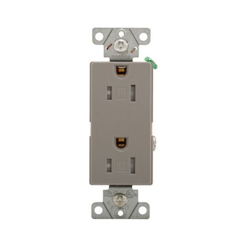 Main product image of Heavy-Duty Industrial Duplex Receptacle, #14-10 Awg 15A 125V, Gray, Impact-Resistant & Back Body, TR6252GY-BOX