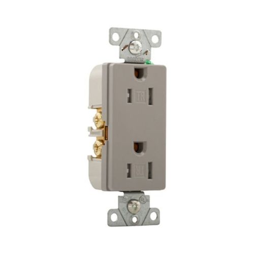 Main product image of Heavy-Duty Industrial Duplex Receptacle, #14-10 Awg 15A 125V, Gray, Impact-Resistant & Back Body, TR6252GY-BOX