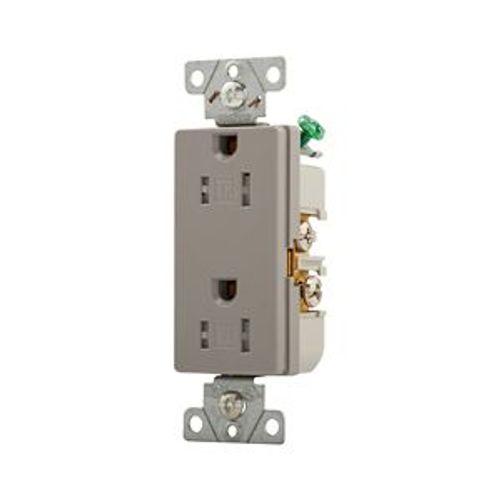 Main product image of Heavy-Duty Industrial Duplex Receptacle, #14-10 Awg 15A 125V, Gray, Impact-Resistant & Back Body, TR6252GY-BOX
