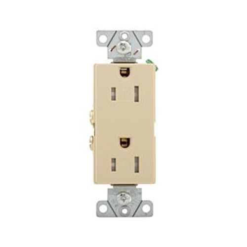 Main product image of Heavy-Duty Industrial Duplex Receptacle, #14-10 Awg 15A 125V, Ivory, TR6252V-BOX