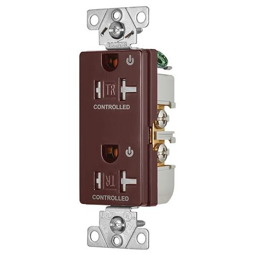 Main product image of Commercial Duplex Receptacle, Dual Control, #14-10 Awg 20A 125V, Brown, 2-Pole 3-Wire, TR6352CDB
