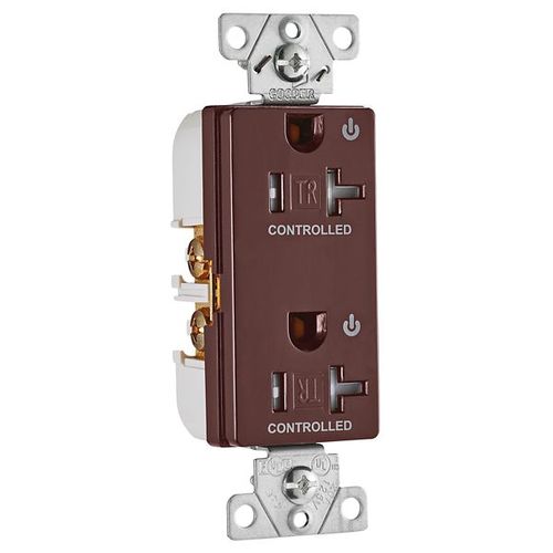Main product image of Commercial Duplex Receptacle, Dual Control, #14-10 Awg 20A 125V, Brown, 2-Pole 3-Wire, TR6352CDB