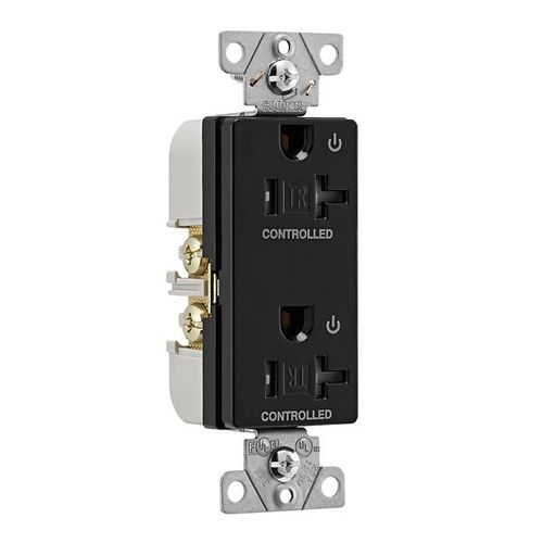 Main product image of Commercial Duplex Receptacle, Dual Control, #14-10 Awg 20A 125V, Black, 2-Pole 3-Wire, TR6352CDBK