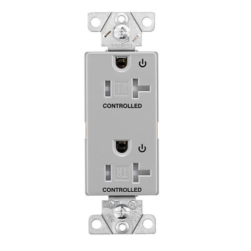 Main product image of Commercial Duplex Receptacle, Dual Control, #14-10 Awg 20A 125V, Gray, 2-Pole 3-Wire, TR6352CDGY