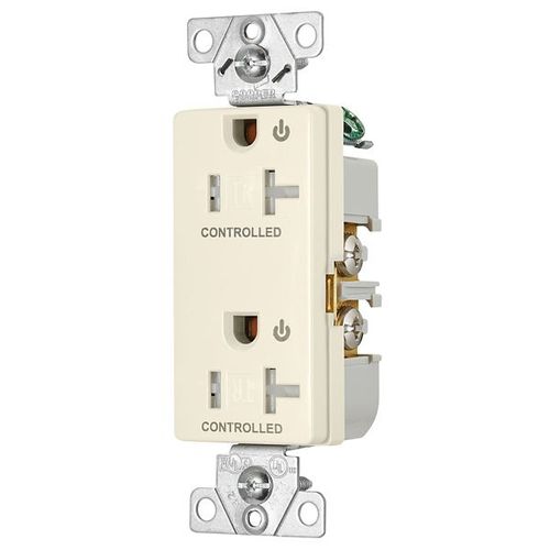 Main product image of Commercial Duplex Receptacle, Dual Control, #14-10 Awg 20A 125V, Light Almond, 2-Pole 3-Wire, TR6352CDLA
