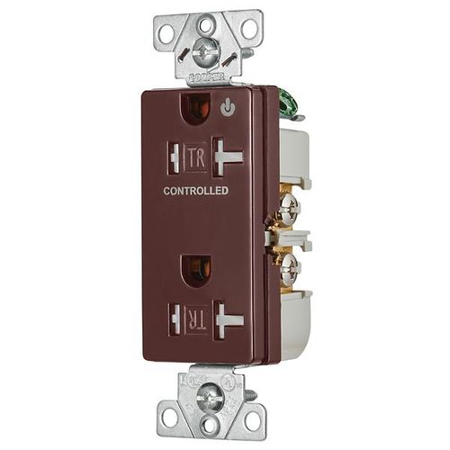 Main product image of Commercial Duplex Receptacle, Half Control, #14-10 Awg 20A 125V, Brown, 2-Pole 3-Wire, TR6352CHB